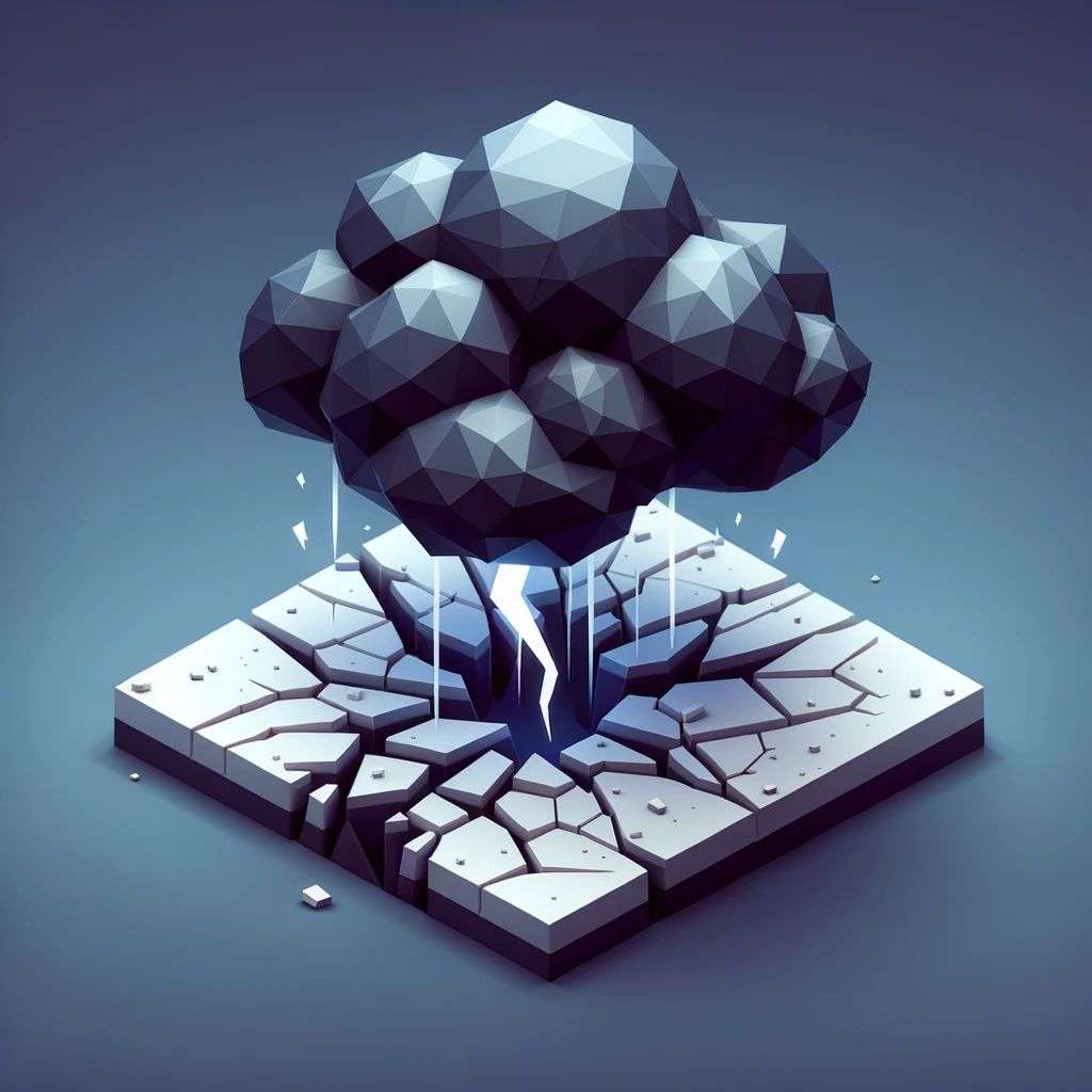 a representation of anxiety, low polygon isometric render